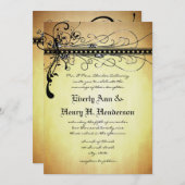 Black Rustic Medieval Swirls Wedding Invitation Kaart (Voorkant / Achterkant)