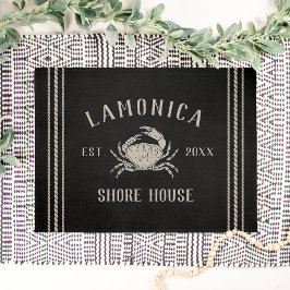 Black | Rustic Shore House Personalized Crab Deurmat