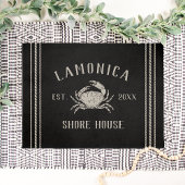 Black | Rustic Shore House Personalized Crab Deurmat