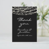 Black Rustic String Lights Wedding Bedankkaart (Staand voorkant)
