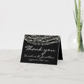 Black Rustic String Lights Wedding Bedankkaart (Voorkant)