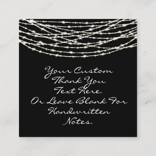 Black Rustic String Lights Wedding Bedankt Opmerki Informatiekaartje (Achterkant)