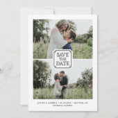 Black Rustic Two-foto's opslaan van de datum aanko Kaart (Voorkant)