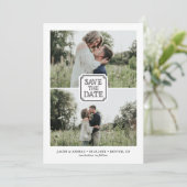 Black Rustic Two-foto's opslaan van de datum aanko Kaart (Staand voorkant)