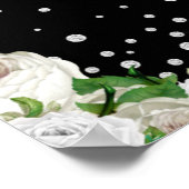 Black Rustic White Roses String Lights Welkom Poster (Hoek)