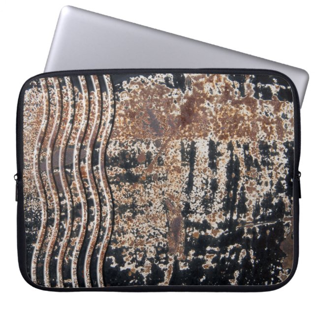 Black Rusty Metal Grunge-foto Laptop Sleeve (Voorkant)