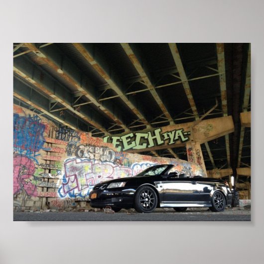 Black Saab 93 Convertible Poster (Voorkant)