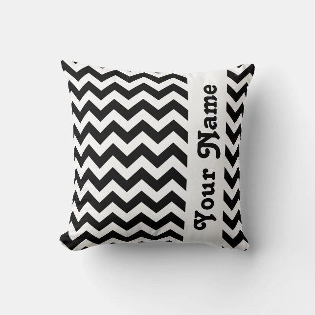 Black Safari Chevron met aangepaste tekst Kussen (Voorkant)