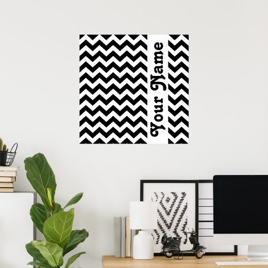 Black Safari Chevron met aangepaste tekst Poster (Thuiskantoor)