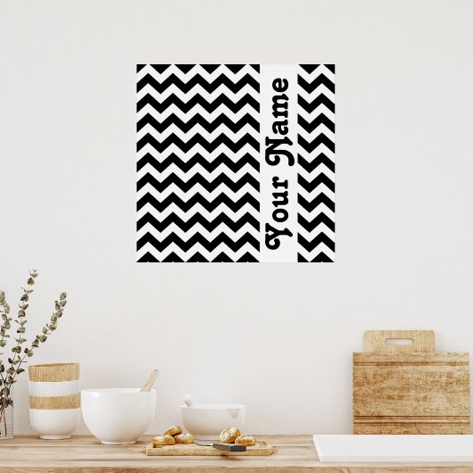 Black Safari Chevron met aangepaste tekst Poster (Keuken)