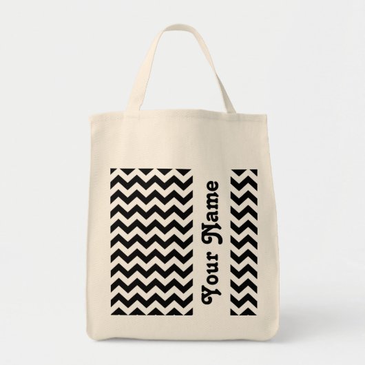 Black Safari Chevron met aanpasbare naam Tote Bag (Voorkant)