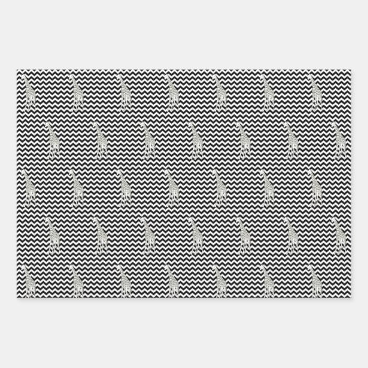 Black Safari Chevron met Pop Art Giraffe Inpakpapier Vel (Voorkant 3)
