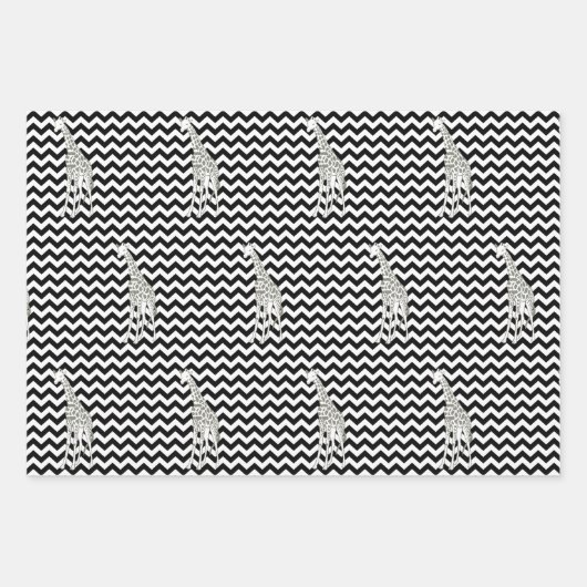 Black Safari Chevron met Pop Art Giraffe Inpakpapier Vel (Voorkant)