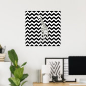 Black Safari Chevron met Pop Art Giraffe Poster (Thuiskantoor)