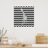 Black Safari Chevron met Pop Art Giraffe Poster (Keuken)