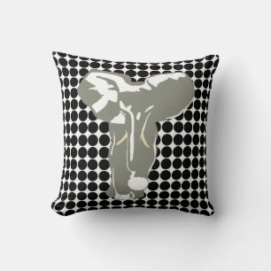 Black Safari Dot met Pop Art Elephant Kussen