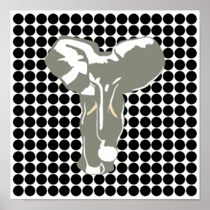 Black Safari Dot met Pop Art Elephant Poster
