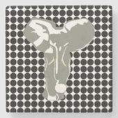 Black Safari Dot met Pop Art Elephant Stenen Onderzetter (Voorkant)