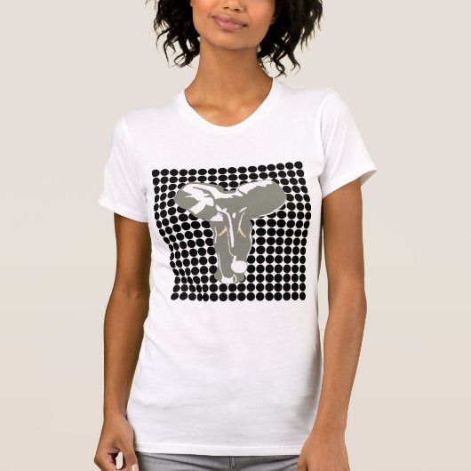 Black Safari Dot met Pop Art Elephant T-shirt (Voorkant)
