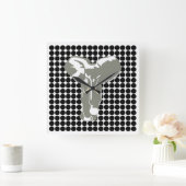 Black Safari Dot met Pop Art Elephant Vierkante Klok (Huis)