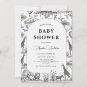 black  Safari Toile De Jouy Boy Baby Shower  Kaart (Voorkant)