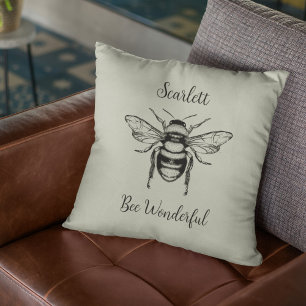 Black Sage Green Bee Personaliseren Kussen