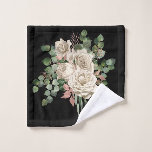 BLACK SAGE GREEN ROOS EUCALYPTUS BATHROOM TOWEL BAD HANDDOEK (Wasdoekje)