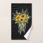 BLACK SAGE GREEN SUNFLOWER BATHROOM TOWEL SET BAD HANDDOEK (Handdoek)