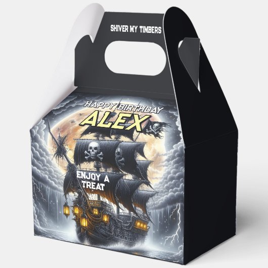 Black Sails Ahead Pirate 5"w x 3"l x 6.5"h Bedankdoosjes (Achterkant)