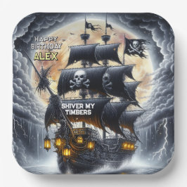 Black Sails Ahead Pirate Theme Birthday Party Papieren Bordje