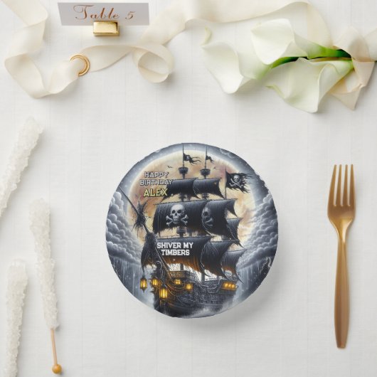 Black Sails Ahead Pirate Theme Birthday Party Papieren Kommen (Huwelijk)