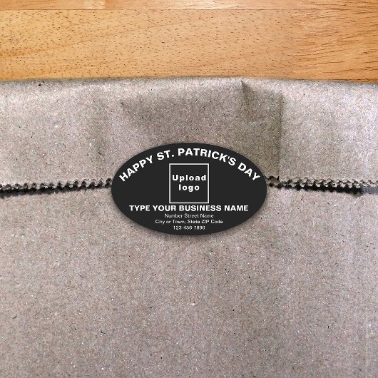 Black Saint Patrick Business Oval Shape Sticker