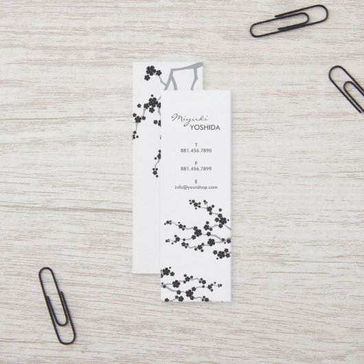 Black Sakura Cherry Blossom Flowers Oriental Zen Mini Visitekaartje (Voorkant / Achterkant in situ)