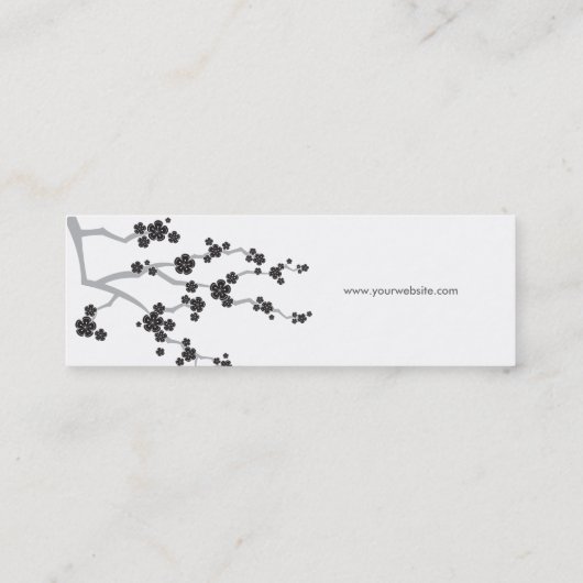 Black Sakura Cherry Blossom Flowers Oriental Zen Mini Visitekaartje (Achterkant)