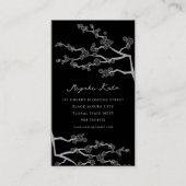 Black Sakura Cherry Blossom Flowers Oriental Zen Visitekaartje (Voorkant)