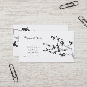 Black Sakura Cherry Blossom Flowers Oriental Zen Visitekaartje