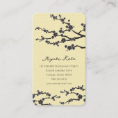 Black Sakura Cherry Blossom Flowers Oriental Zen Visitekaartje (Voorkant)