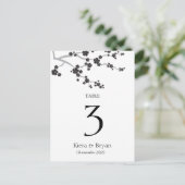 Black Sakura Cherry Blossom Zen Table Number Card Briefkaart (Staand voorkant)