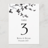 Black Sakura Cherry Blossom Zen Table Number Card Briefkaart (Voorkant)