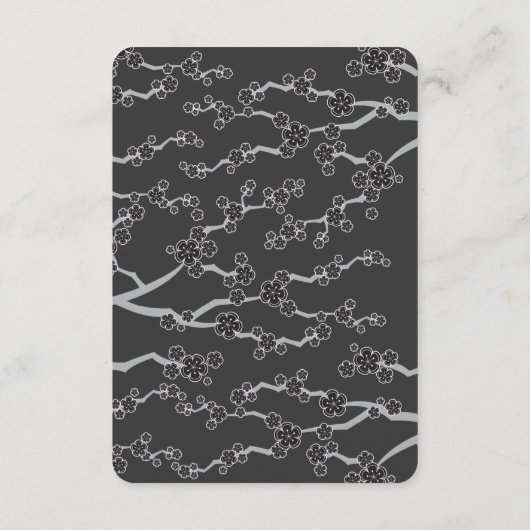 Black Sakura Cherry Blossom Zen Wedding Reception Informatiekaartje (Achterkant)