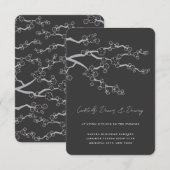 Black Sakura Cherry Blossom Zen Wedding Reception Informatiekaartje (Voorkant / Achterkant)