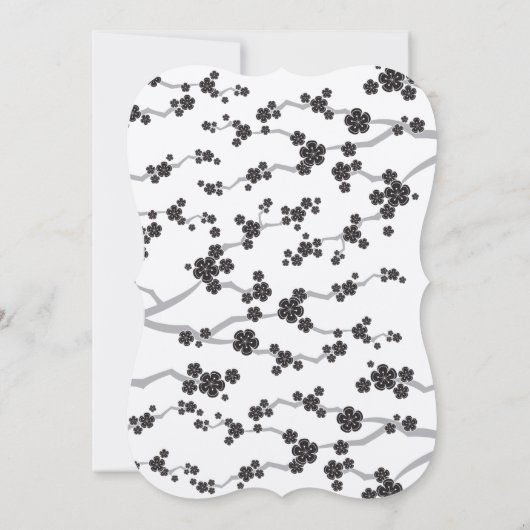 Black Sakura Cherry Blossom Zen Wedding Reception Kaart (Achterkant)