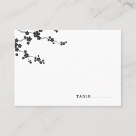 Black Sakura Flowers Cherry Blossom Zen Wedding Plaatskaartje