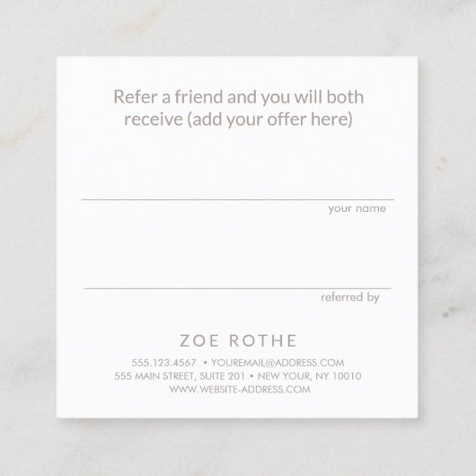 Black Salon Spa Klantverwijzing Aanbevelingskaartje (Achterkant)