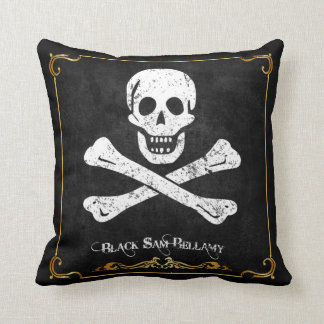 Black Sam Bellamy Skull & Botten Pirate Flag Pillo Kussen
