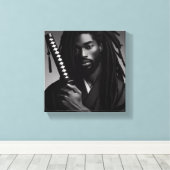 Black Samurai Canvas Afdruk (Insitu (Houten vloer))