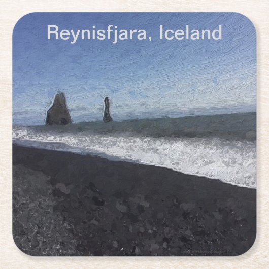 Black Sand Beach, IJsland Kartonnen Onderzetters (Voorkant)