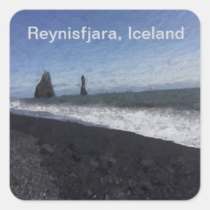 Black Sand Beach, IJsland Vierkante Sticker