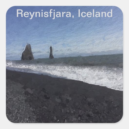 Black Sand Beach, IJsland Vierkante Sticker (Voorkant)