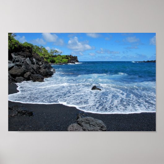 Black Sand Beach, Waianapanapa State Park, Maui Po Poster (Voorkant)
